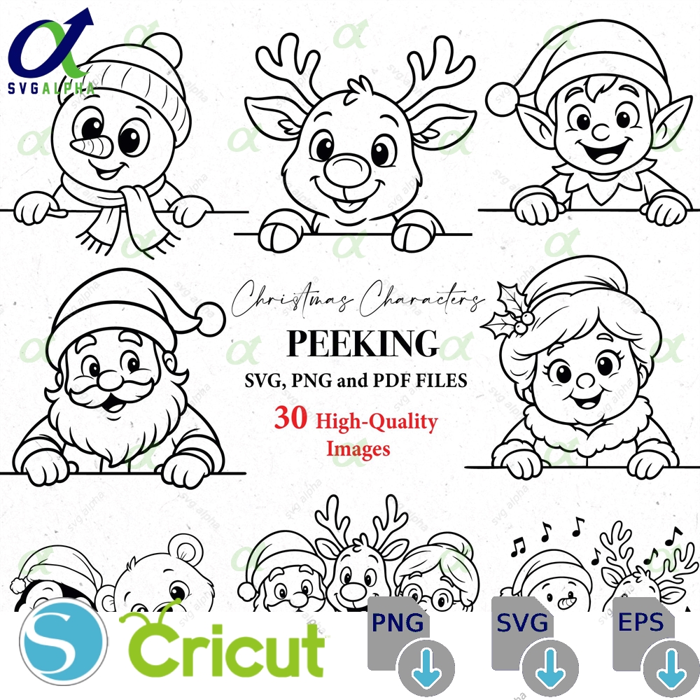 Cute Christmas Peeking Svg Christmas Svg Bundle Santa Claus Svg Christmas Clipart Santa Peeking Png Christmas Outline Svg Cricut Svglapha